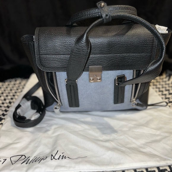 3.1 Phillip Lim Pashli medium satchel in denim and black - Picture 3 of 4